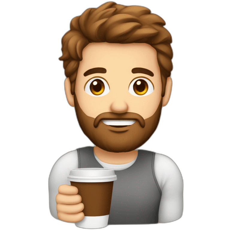 homem com barba com um copo café emoji