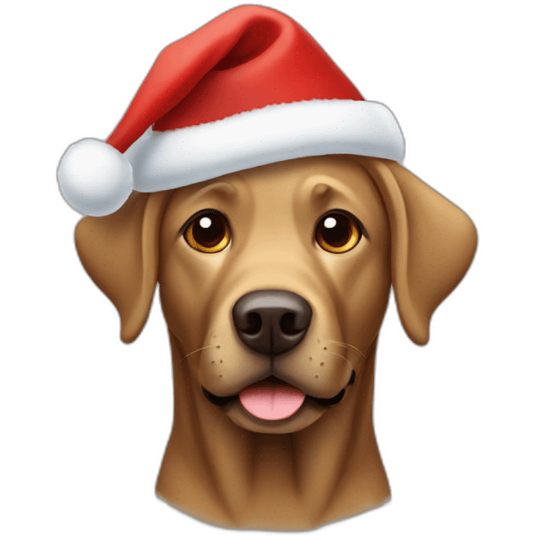 Brown labrador with Christmas hat emoji