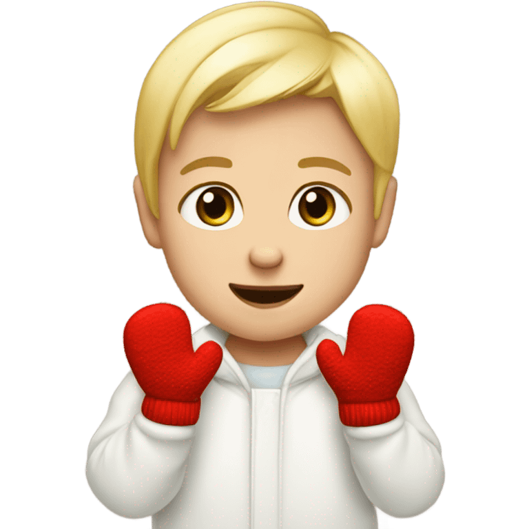 blonde babyboy wearing mittens emoji