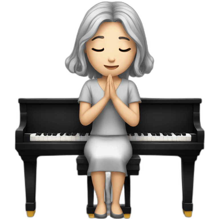 Chinese lady with gray hair praying piano emoji