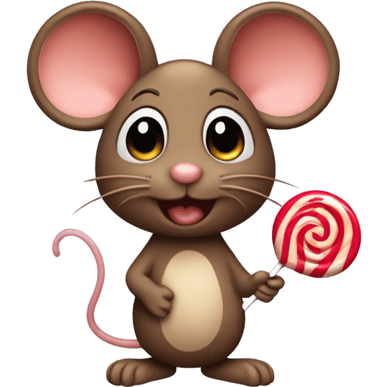 Brown mouse with lollipop emoji