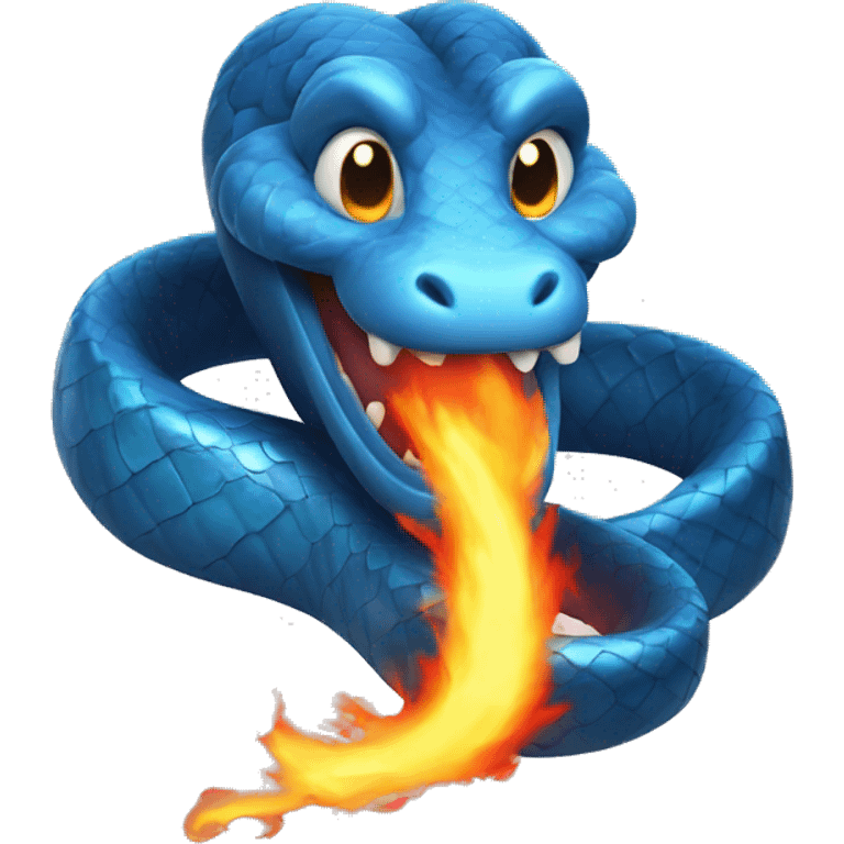 blue snake breathing fire emoji