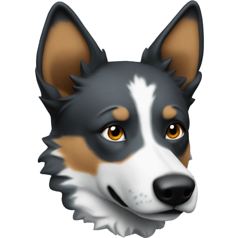 original wolf emoji but as a blue heeler fcing front  emoji