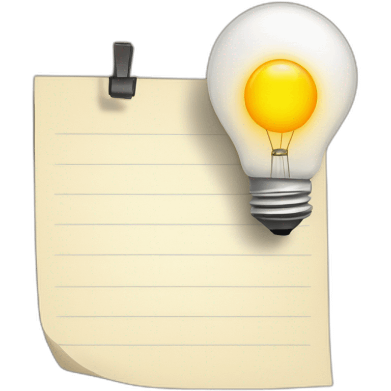 a note paper and light bulb emoji