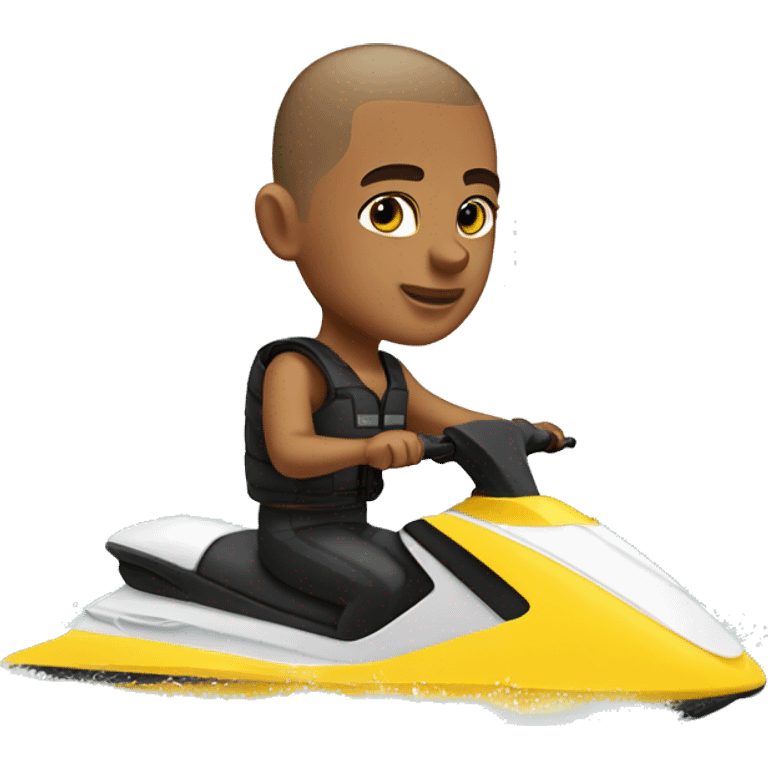 buzz cut hair boy on jetski  emoji