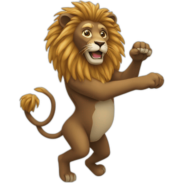 Singe qui nage avec un lion emoji