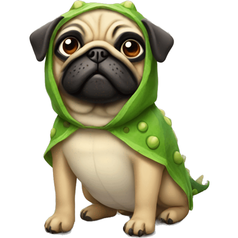 Pug with dinosaur costume on emoji