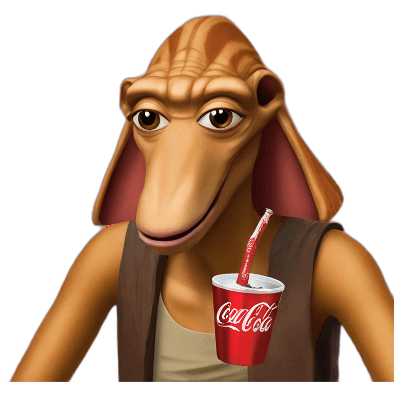 Jar jar binks drinking coca cola emoji