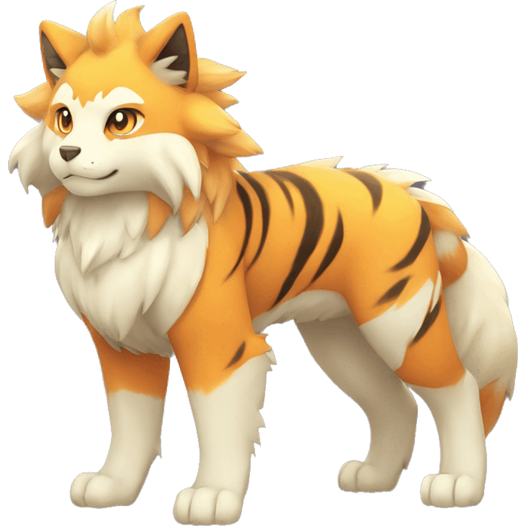 Colorful Shiny Kawaii Cute Tiger-Arcanine—Vulpix-Fakémon-Pokémon full body emoji