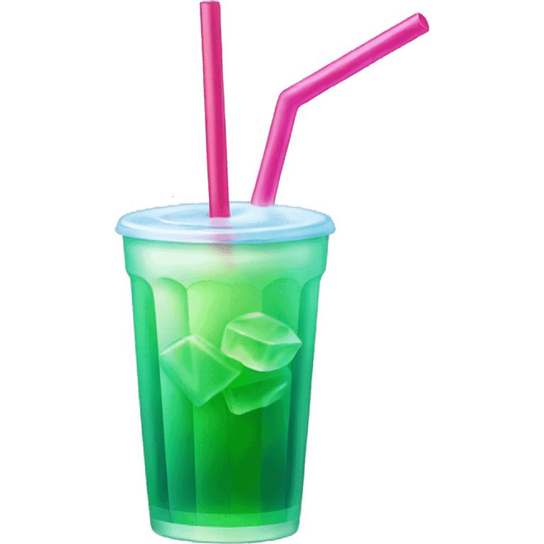 Green gradient drink with straw and ice  emoji