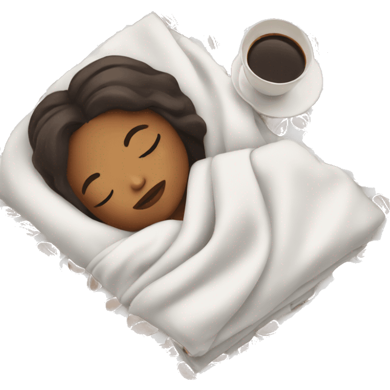 Girl with coffee eyes closed blanket emoji