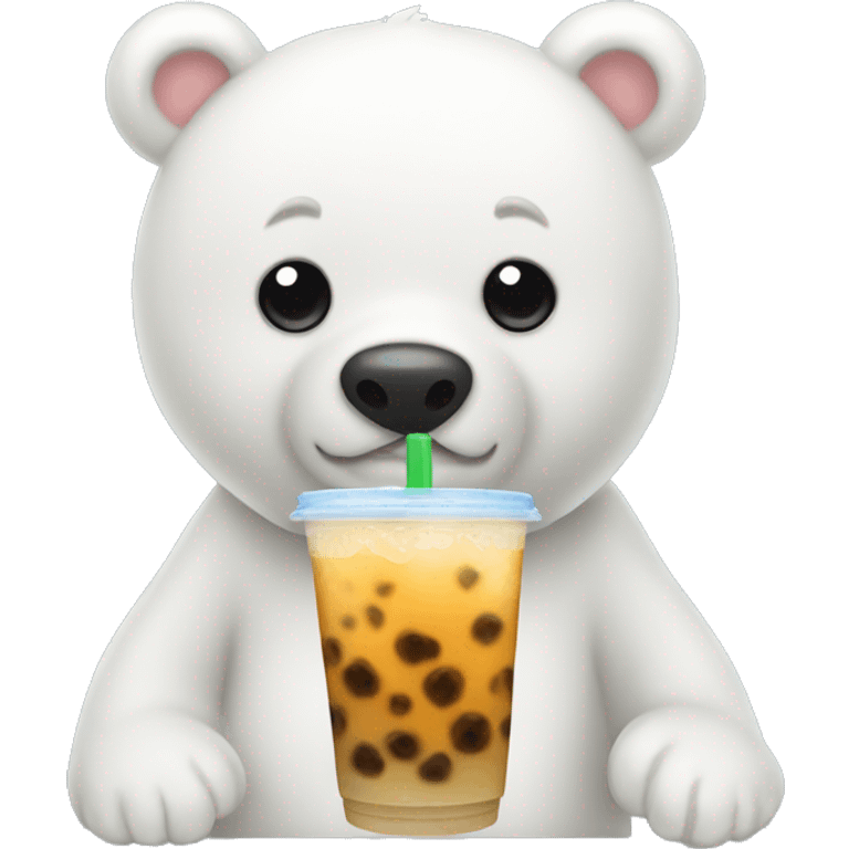 White bear drink bubble tea emoji