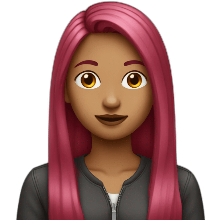 girl-long-straight-rosered-hair-coding emoji