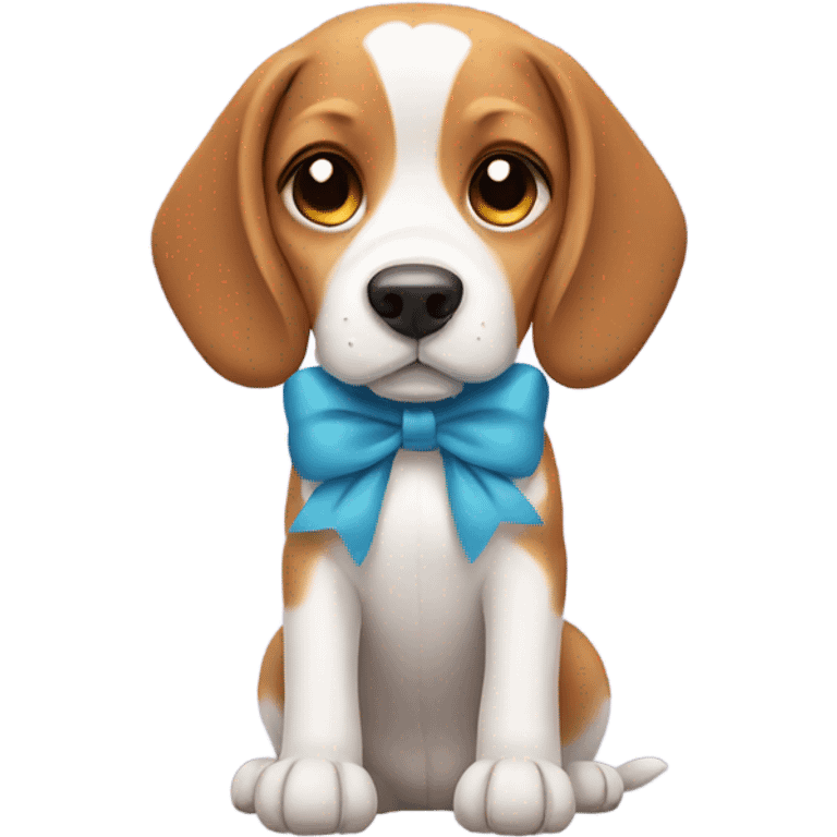 beagle with cute bow emoji