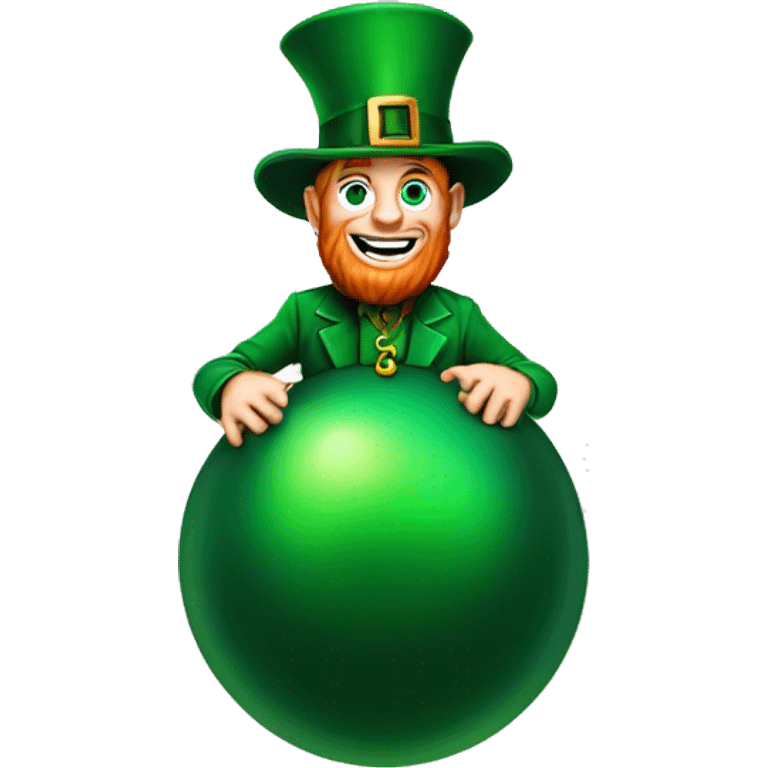 leprechaun with a Christmas ball emoji