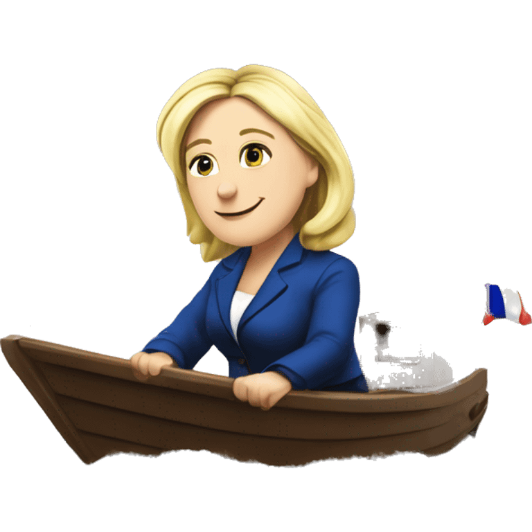 marine le Pen sur un bateau  emoji