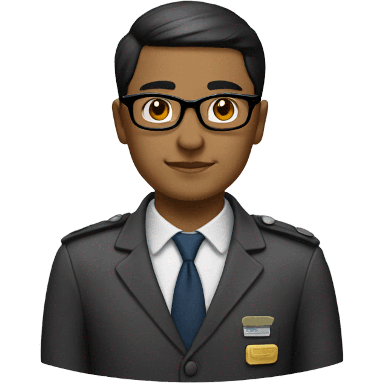 "Create an emoji of a smart and professional public servant. Features: short black hair, round glasses, calm and confident expression. Keep the style clean and minimalistic." emoji