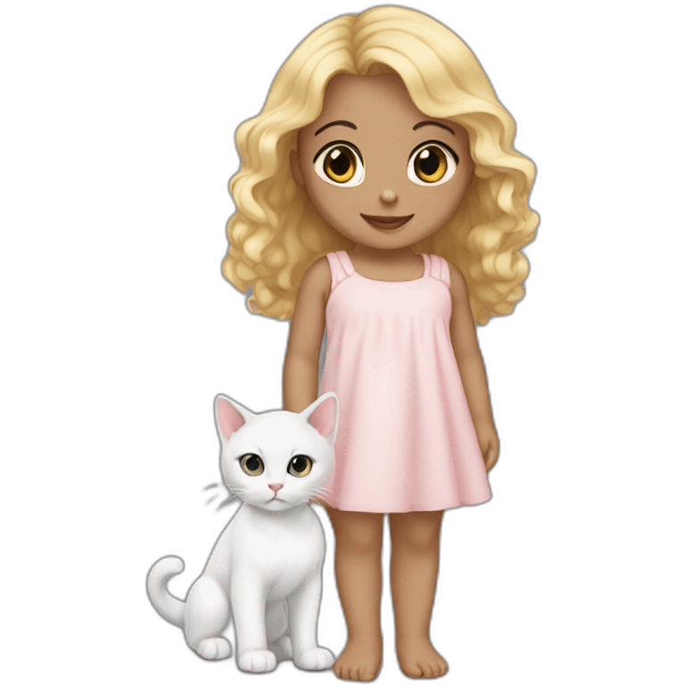 Baby girl light skin -with 1 white cat- 1 black cat emoji