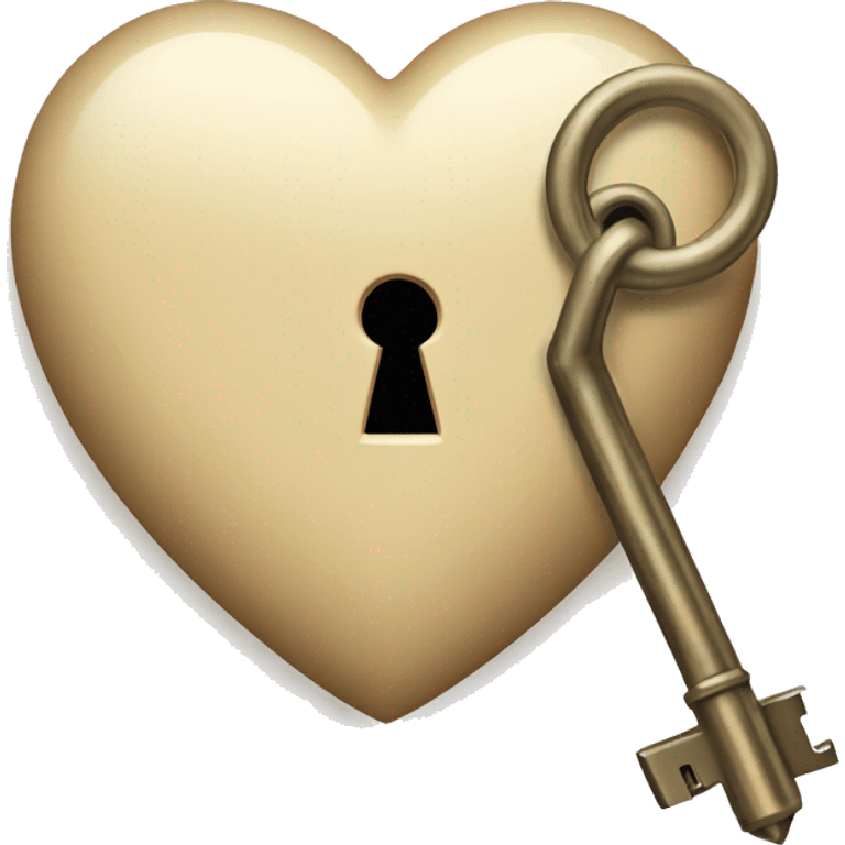 vintage beige heart-shaped lock and key emoji