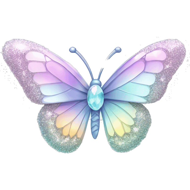 Pastel sparkly iridescent glass crystal butterfly emoji