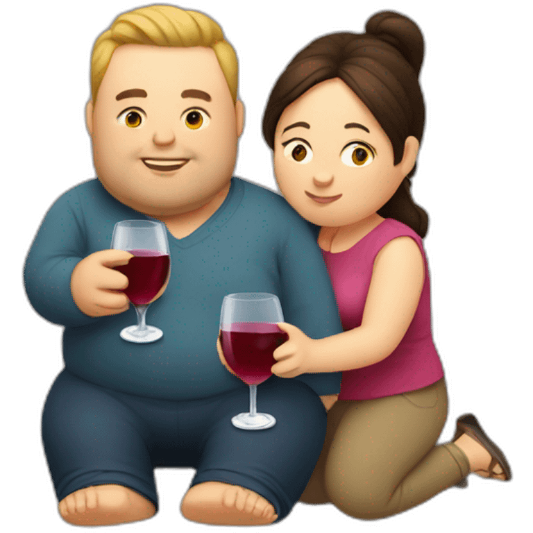 overweight couple drinking wine emoji