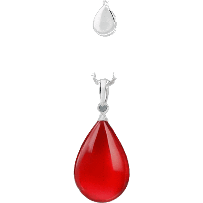 red teardrop necklace shiny with platinum chain  emoji