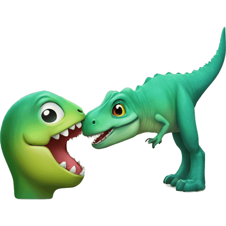 Pieuvre et Dino kissing  emoji