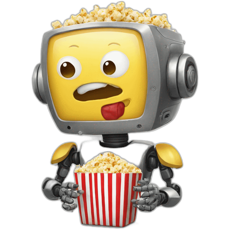 robot eating popcorn emoji