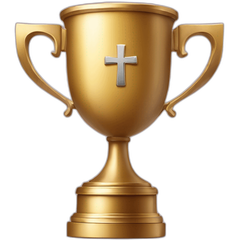 royal empty Christian trophy for the winner with a cross on royal background emoji