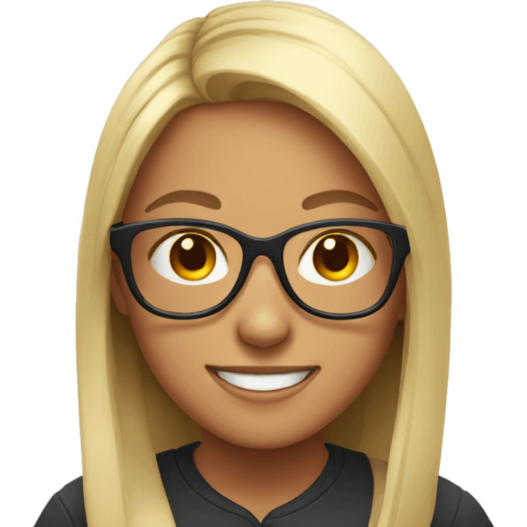 smiling girl with glasses indoors emoji