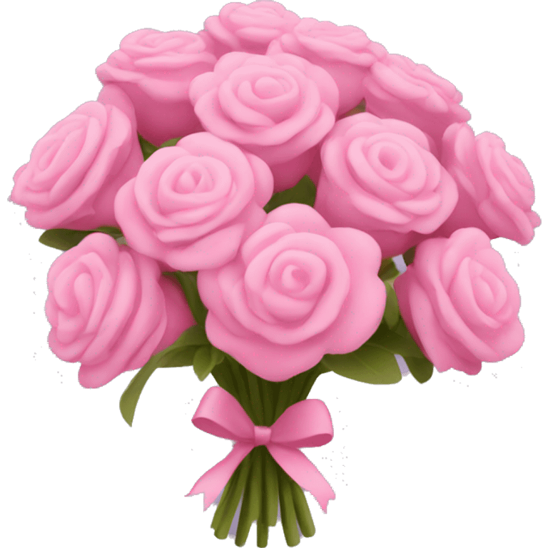 Pink bouquet of flowers with note  emoji