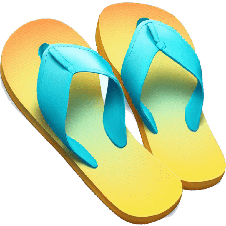 Realistic light blue gradient pair of summer flip flops isolated. emoji