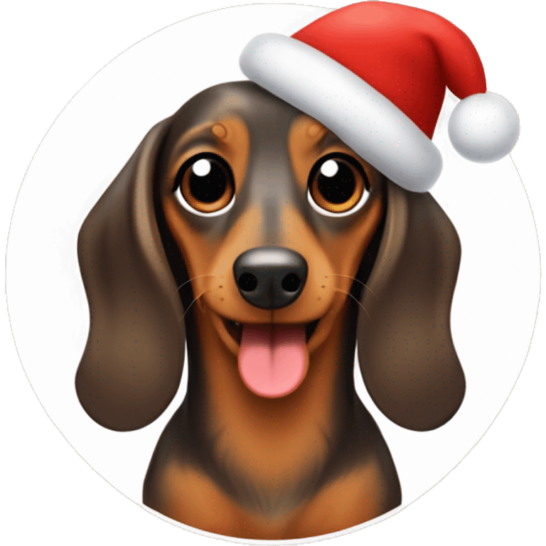 Mini long hair tan dachshund dressed like Rudolph emoji