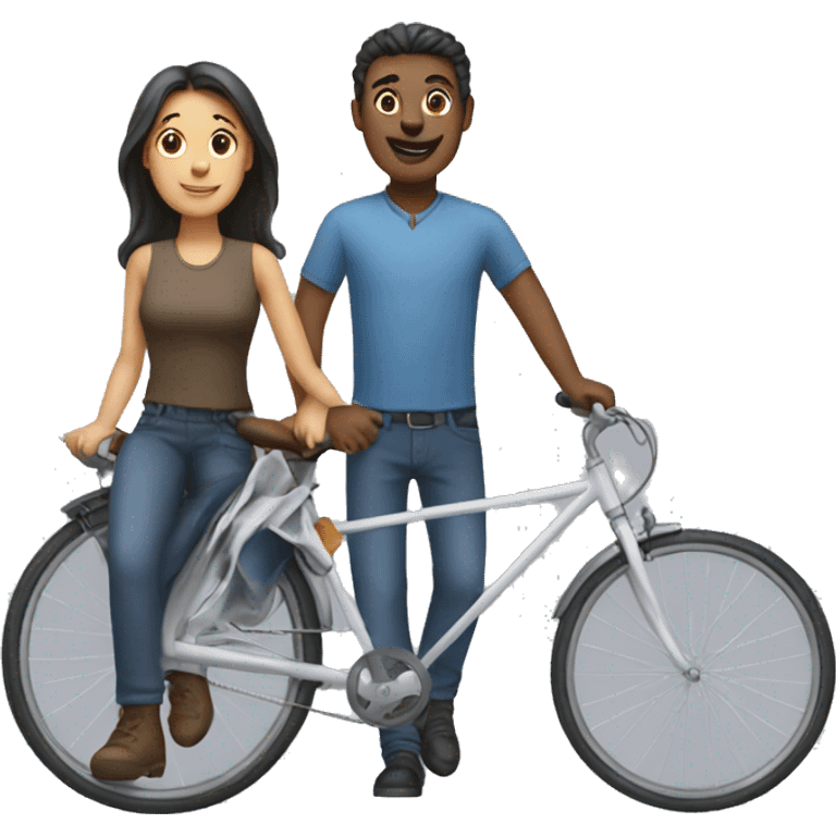 2 people one is male and one is female on a bicycle  emoji