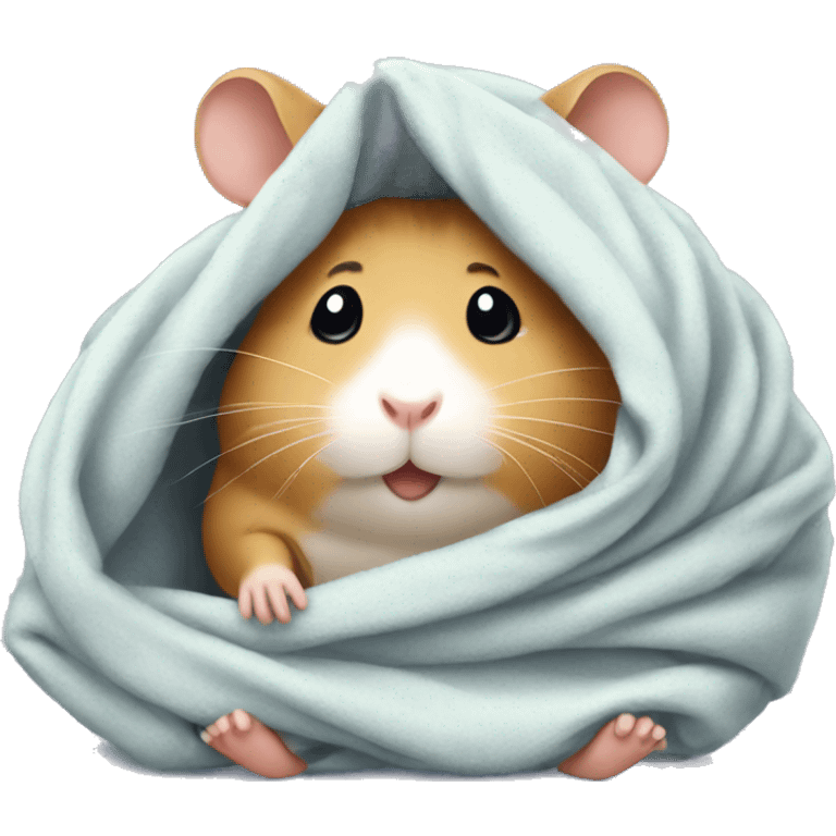 little hamster wrapped in a big blanket emoji