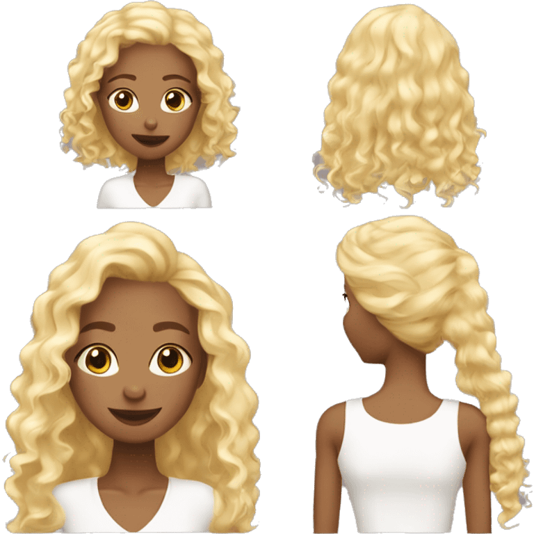 Ado fille métisse cheveux long et boucle blonds emoji