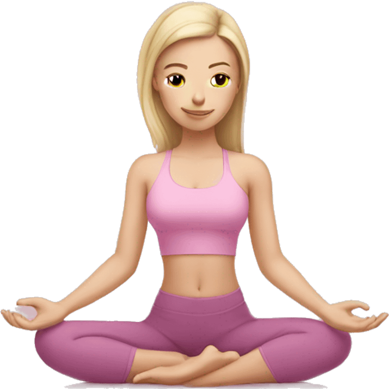 beautiful white girl doing yoga pink emoji