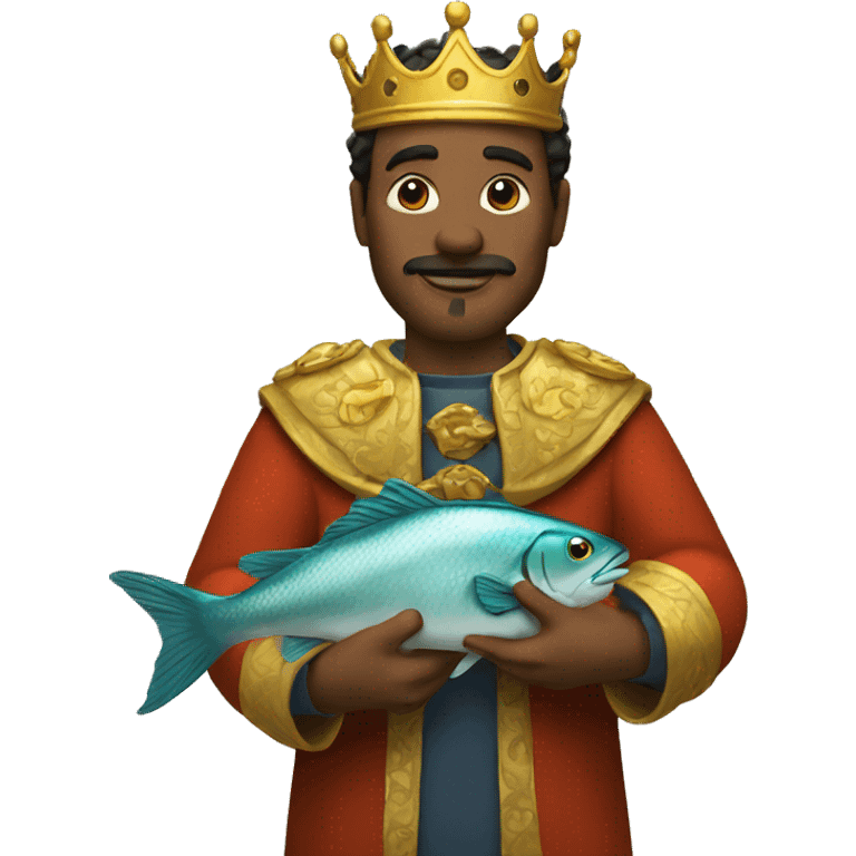 king with fish in hands emoji