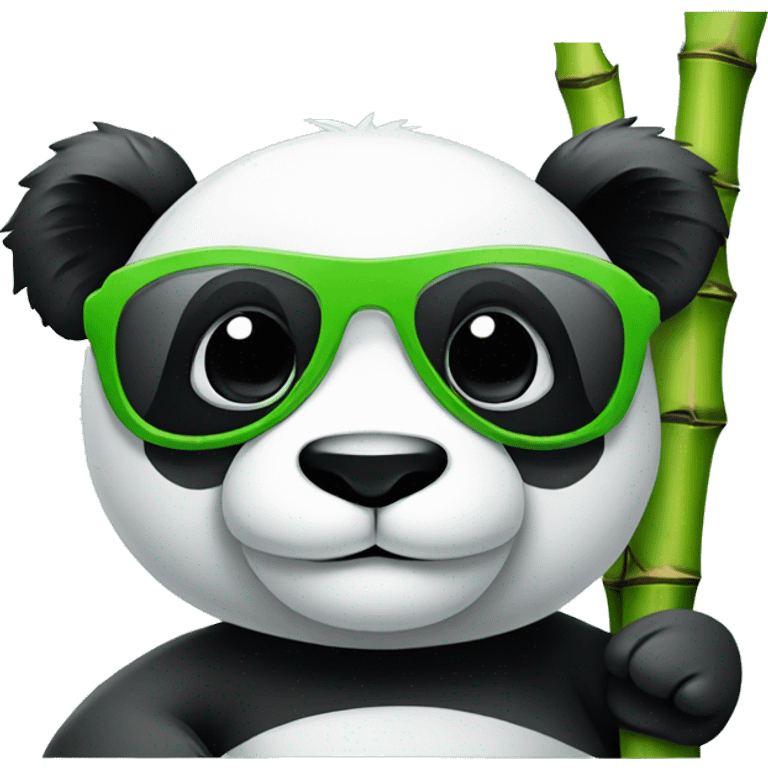 Panda with sunglasses and holding bamboo  emoji