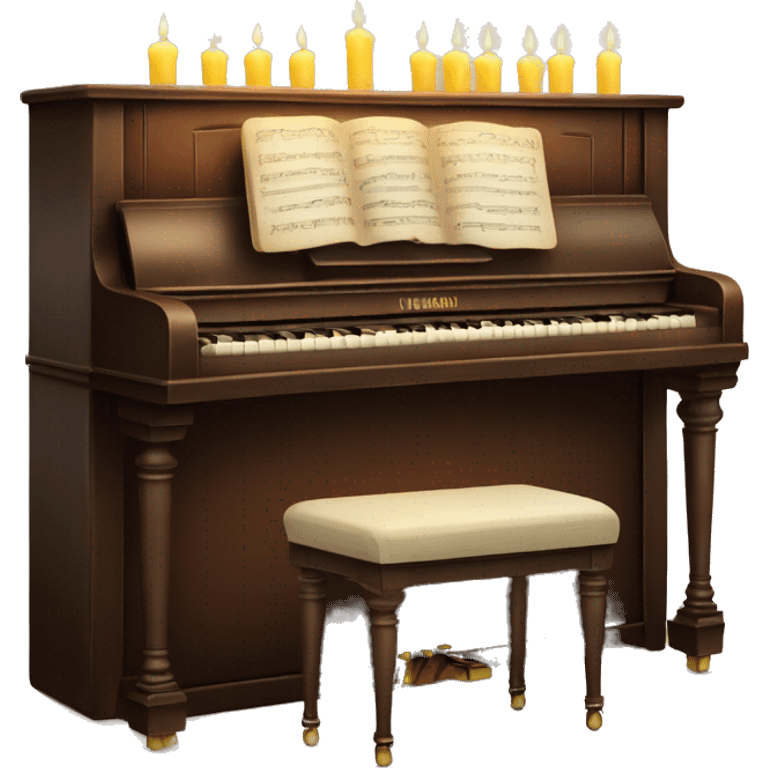 vintage piano with candles on top emoji