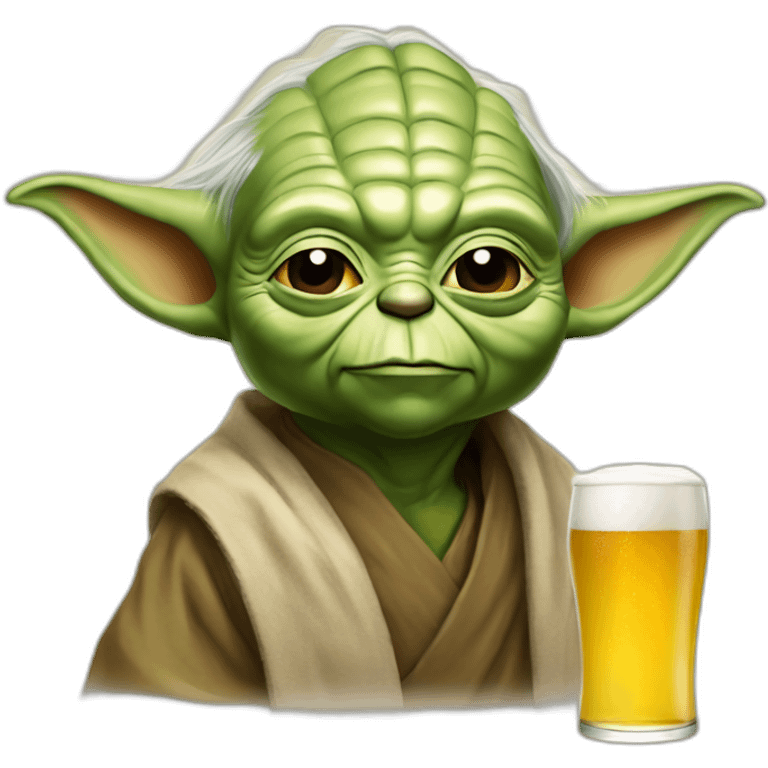 Yoda buven une bière emoji