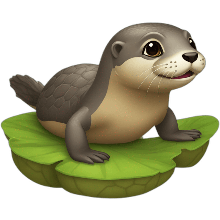 Loutre qui fait du rodéo sur une tortue emoji