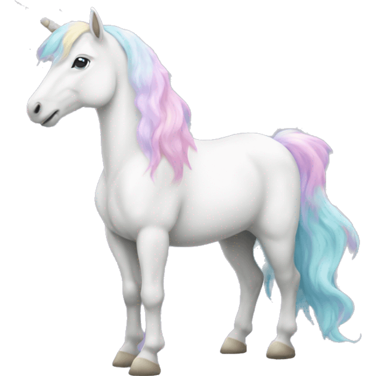 Fullbody White unicorn with pastel color mane  emoji