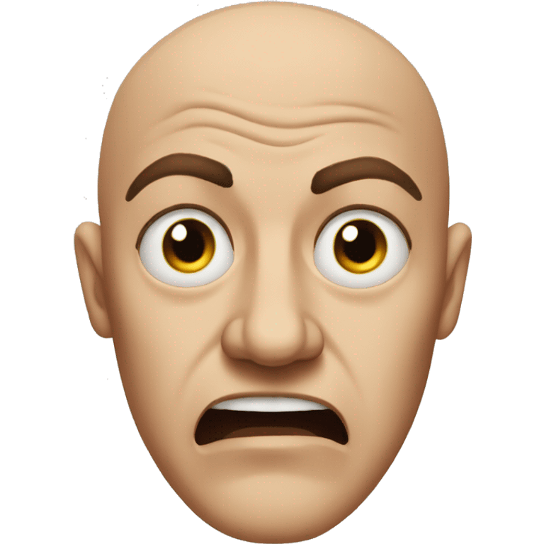 Absurdly bald man eyes filled with rage emoji