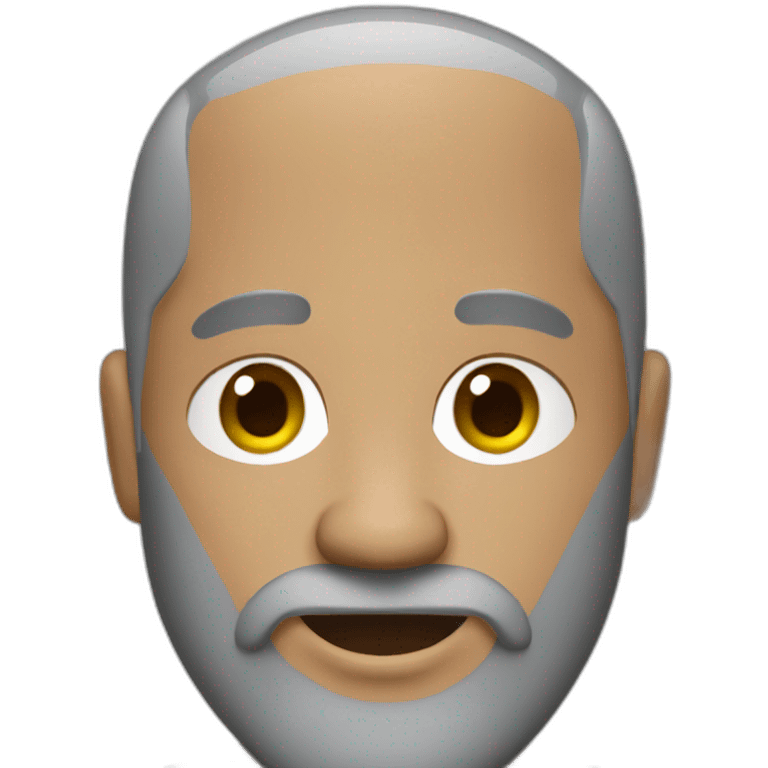 bald man with grey and brown beard working on a Mac emoji