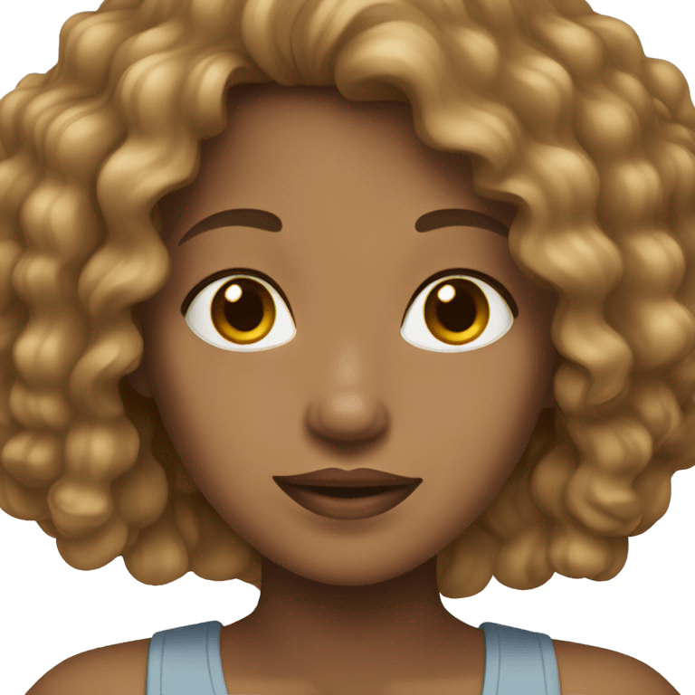 woman light brown skin long dark curly hair emoji