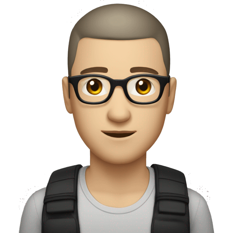 white skin male with black buzzcut, round glasses, short beard emoji