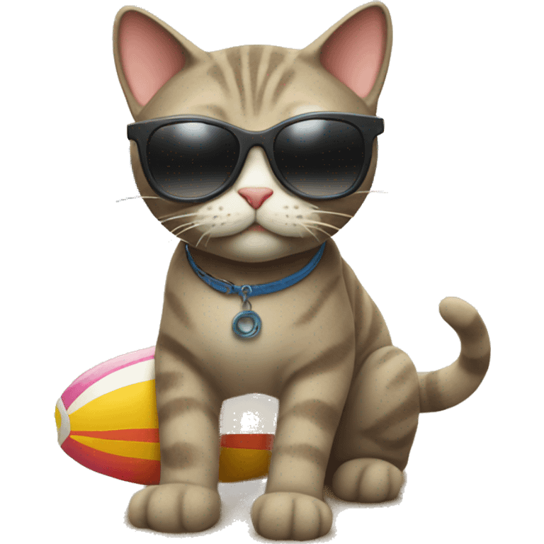 cat in sunglasses on a trip to the beach emoji