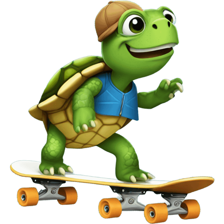 Turtle riding skateboard emoji