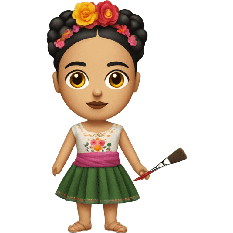 body frida kahlo kid with paintbrush emoji